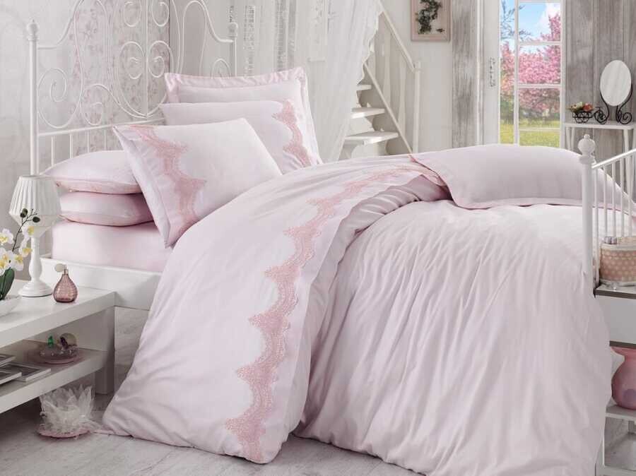Dowry World - Lace Eliz Guipure Duvet Cover Set Powder Dowry World - Lace Eliz Guipure Duvet Cover Set Powder