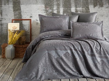 Hazel Jacquard Double Bedspread Anthracite - Thumbnail