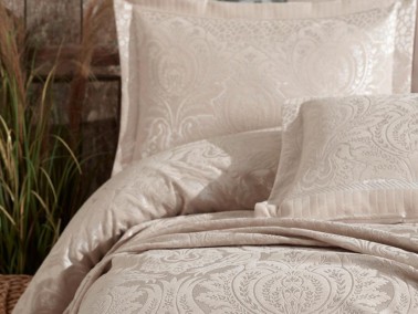 Hazel Jacquard Double Bedspread Beige - Thumbnail