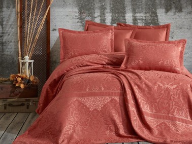 Hazel Jacquard Double Bedspread Brick - Thumbnail