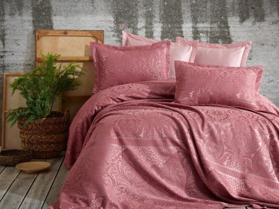 Hazel Jacquard Double Bedspread Dried Rose