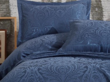 Hazel Jacquard Double Bedspread Indigo - Thumbnail