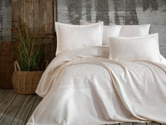 Hazel Jacquard Double Bedspread Cream