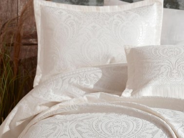 Hazel Jacquard Double Bedspread Cream - Thumbnail