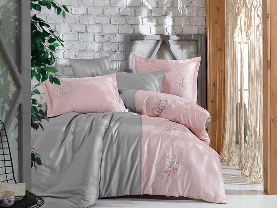  Lace Isabella Embroidered Cotton Satin Duvet Cover Set - Thumbnail