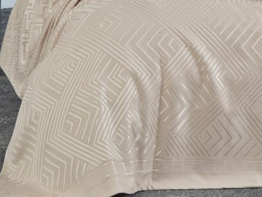 Lace Justo Jacquard Chenille Double Bedspread Beige - Thumbnail