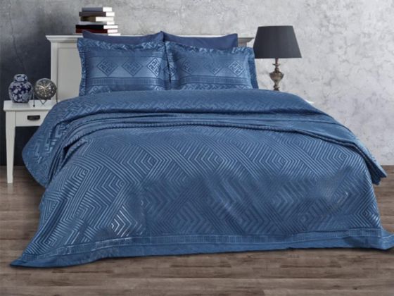 Lace Justo Jacquard Chenille Double Bedspread Indigo