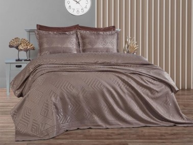 Dantela - Lace Justo Jacquard Chenille Double Bedspread Brown Dantela - Lace Justo Jacquard Chenille Double Bedspread Brown