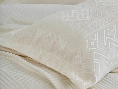 Lace Justo Jacquard Chenille Double Bedspread Cream - Thumbnail