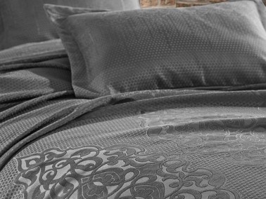 Mina Jacquard Double Bedspread Anthracite - Thumbnail