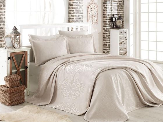 Mina Jacquard Double Bedspread Beige