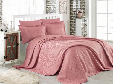 Mina Jacquard Double Bedspread Dried Rose - Thumbnail