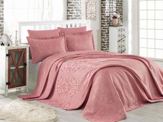 Mina Jacquard Double Bedspread Dried Rose
