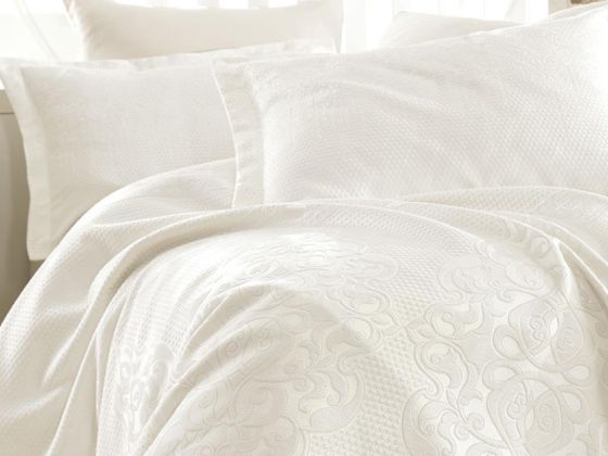 Mina Jacquard Double Bedspread Cream