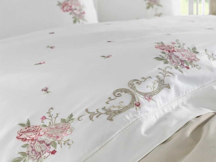 Dantela Rosenna Embroidered Cotton Satin Duvet Cover Set
