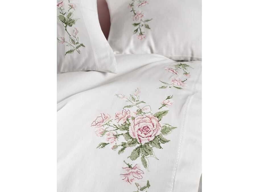  Dantela Sara Embroidered Cotton Satin Duvet Cover Set
