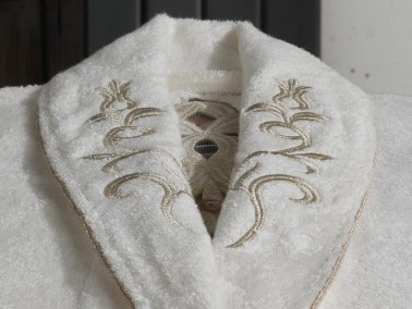 Dantela Anetta 3d Bamboo Bathrobe Set Powder Stone - Thumbnail