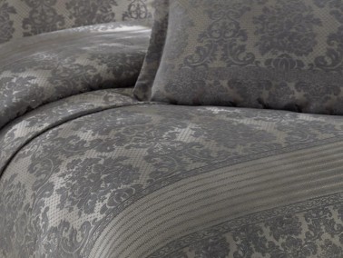 Lace Simay Jacquard Chenille Double Bedspread Anthracite - Thumbnail