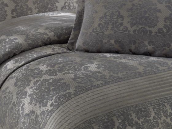 Lace Simay Jacquard Chenille Double Bedspread Anthracite