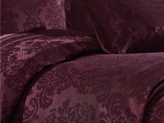 Lace Simay Jacquard Chenille Double Bedspread Claret Red
