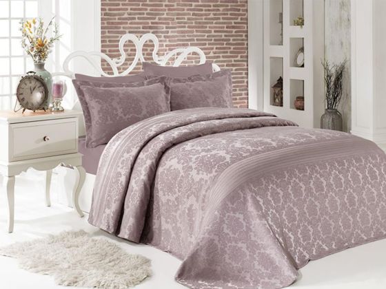 Lace Simay Jacquard Chenille Double Bedspread Lavender