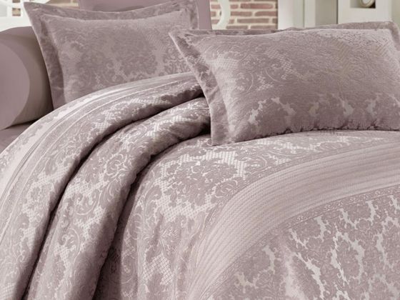 Lace Simay Jacquard Chenille Double Bedspread Lavender