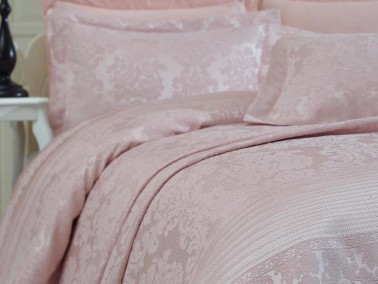 Lace Simay Jacquard Chenille Double Bedspread Powder - Thumbnail