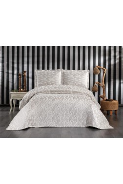 Darla Chenille Bedspread Set, Coverlet 250x260 with Pillowcase, Jacquard Fabric, Full Size, Double Size Cappucino - Thumbnail