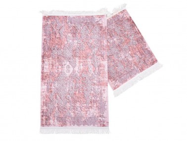 Çeyiz Diyarı - Darla Rectangle Bath Mat Set 2 Pcs Powder Çeyiz Diyarı - Darla Rectangle Bath Mat Set 2 Pcs Powder