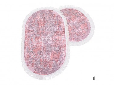 Çeyiz Diyarı - Darla Oval Bath Mat Set of 2 Powder Çeyiz Diyarı - Darla Oval Bath Mat Set of 2 Powder