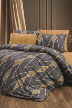 Çeyiz Diyarı - Darya Bedding Set 4 Pcs, Duvet Cover, Bed Sheet, Pillowcase, Double Size, Self Patterned, Wedding, Daily use Brown Çeyiz Diyarı - Darya Bedding Set 4 Pcs, Duvet Cover, Bed Sheet, Pillowcase, Double Size, Self Patterned, Wedding, Daily use Brown