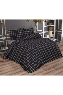 Debora Bedding Set 4 Pcs, Duvet Cover, Bed Sheet, Pillowcase, Double Size, Self Patterned, Wedding, Daily use Black - Thumbnail