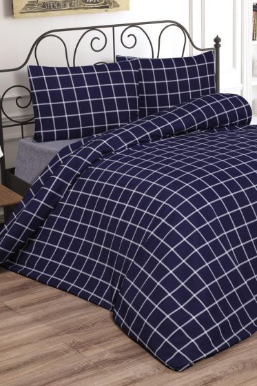 Debora Bedding Set 4 Pcs, Duvet Cover, Bed Sheet, Pillowcase, Double Size, Self Patterned, Wedding, Daily use Blue