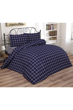 Debora Bedding Set 4 Pcs, Duvet Cover, Bed Sheet, Pillowcase, Double Size, Self Patterned, Wedding, Daily use Blue - Thumbnail