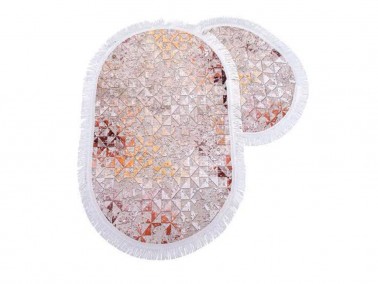 Çeyiz Diyarı - Deborah Oval Bath Mat Set 2 Pcs Powder Çeyiz Diyarı - Deborah Oval Bath Mat Set 2 Pcs Powder