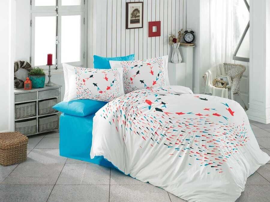 Delfina Double Duvet Cover Set Turquoise