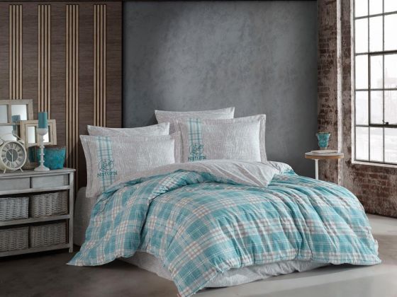 Denim Double Duvet Cover Set Turquoise