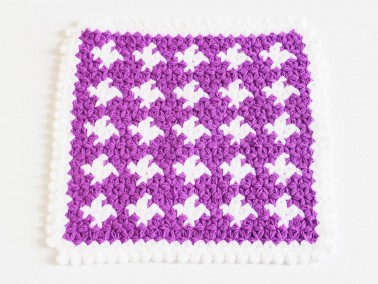 Dowry World - Patterned Squared Bath WashCloth - Purple White Dowry World - Patterned Squared Bath WashCloth - Purple White
