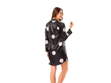 Patterned Satin Tunic 4929 Black - Thumbnail