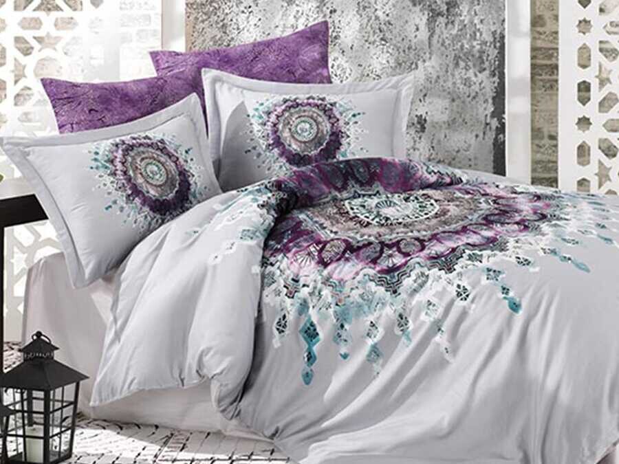  Despina Digital Premium Satin Double Duvet Cover Set - Thumbnail