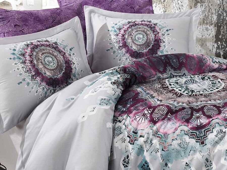  Despina Digital Premium Satin Double Duvet Cover Set - Thumbnail