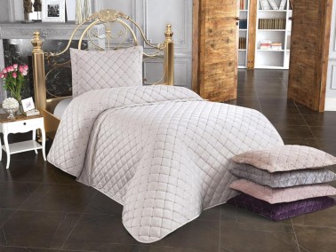 Çeyiz Diyarı - طقم غطاء سرير مفرد مبطن مخمل - كريم Dessert Çeyiz Diyarı - طقم غطاء سرير مفرد مبطن مخمل - كريم Dessert