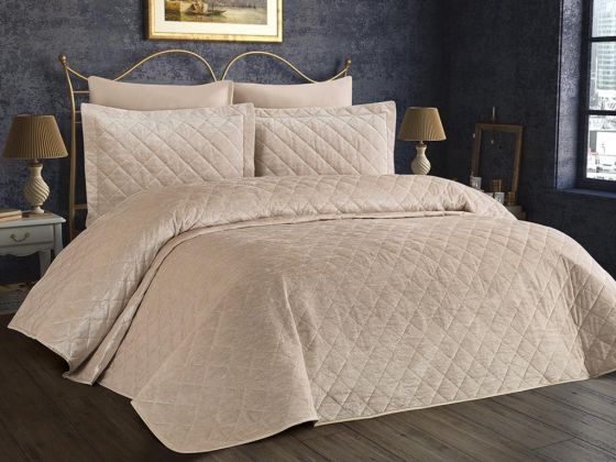 Dessert Velvet Double Bedspread - Beige