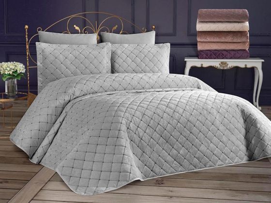 Dessert Velvet Double Bedspread - Gray