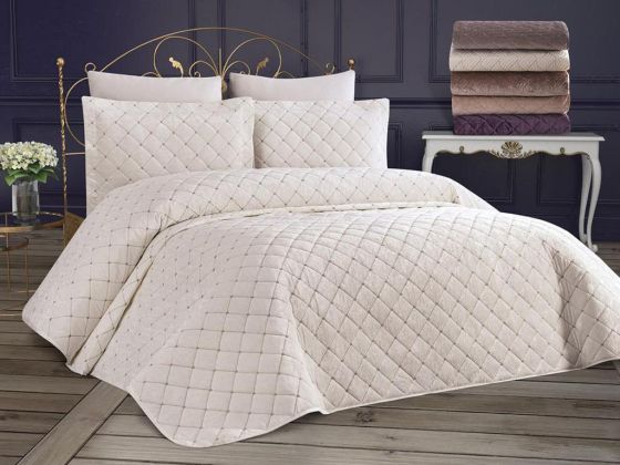 Dessert Velvet Double Bedspread - Cream