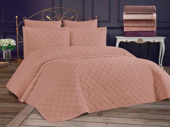 Dessert Velvet Double Bedspread -Powder