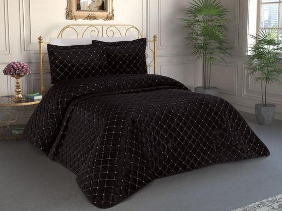 Dessert Velvet Double Bedspread - Black