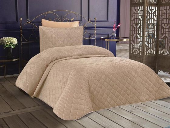 Dessert Velvet Fabric Single Bedspread Beige