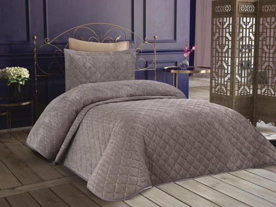 Dessert Velvet Fabric Single Bedspread Gray