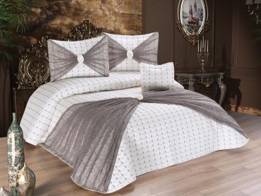 Destina Quilted Double Bedspread Navy Gray - Thumbnail